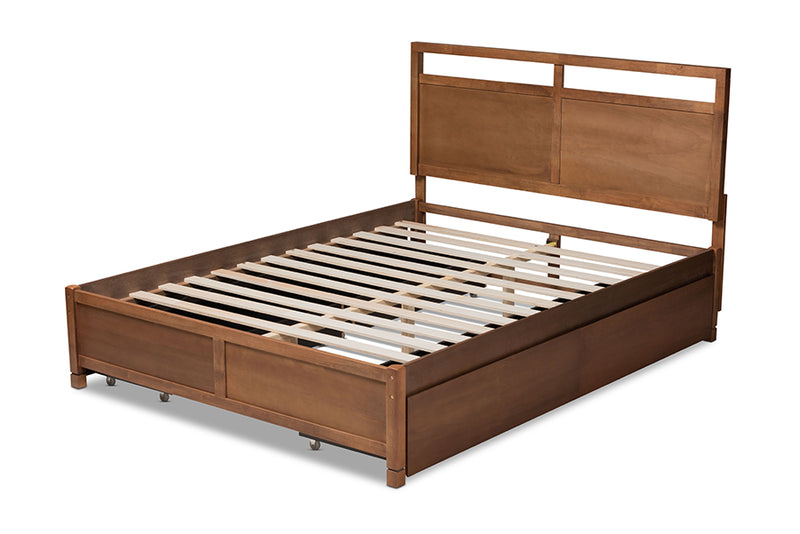 Devereaux Modern and Contemporary Walnut Brown Finished Wood Queen Size 4-Drawer Platform Storage Bed