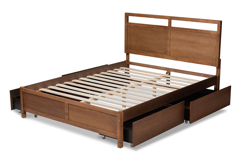 Devereaux Walnut Brown King Size 4-Drawer Platform Storage Bed Baxton