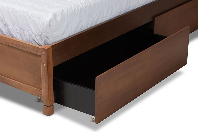 Devereaux Modern and Contemporary Walnut Brown Finished Wood Queen Size 4-Drawer Platform Storage Bed