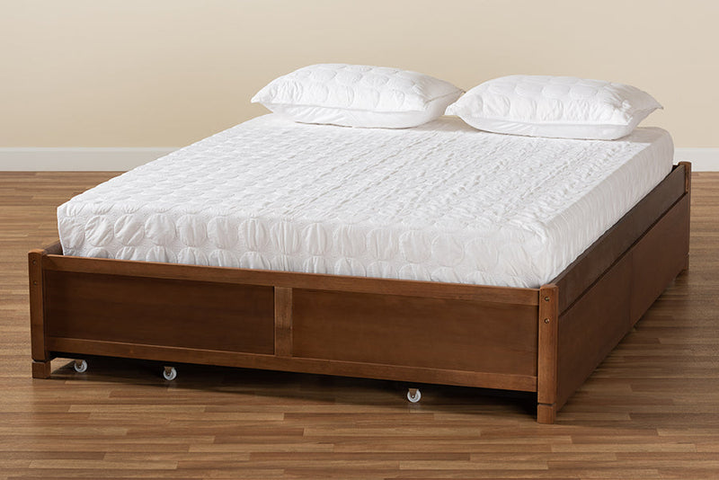 Irina Walnut Brown King Size 4-Drawer Platform Storage Bed Baxton