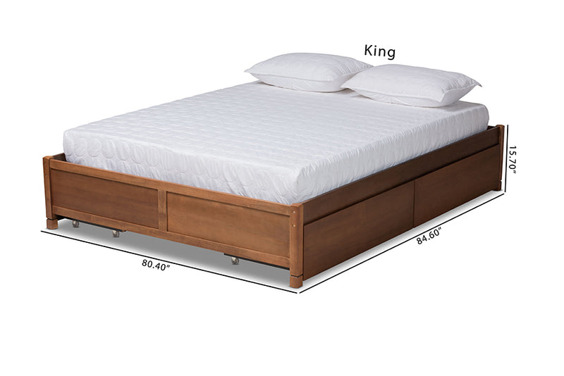 Irina Modern and Contemporary Walnut Brown Finished Wood Full Size 4-Drawer Platform Storage Bed