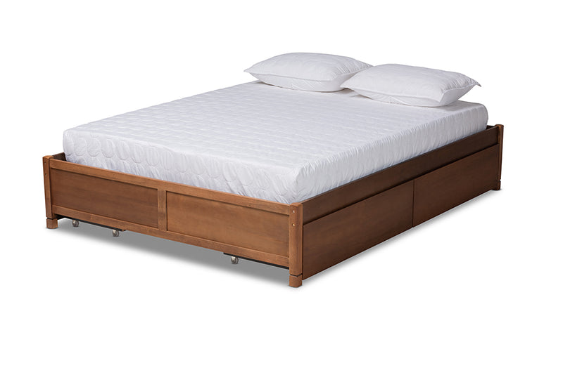 Irina Modern and Contemporary Walnut Brown Finished Wood Full Size 4-Drawer Platform Storage Bed