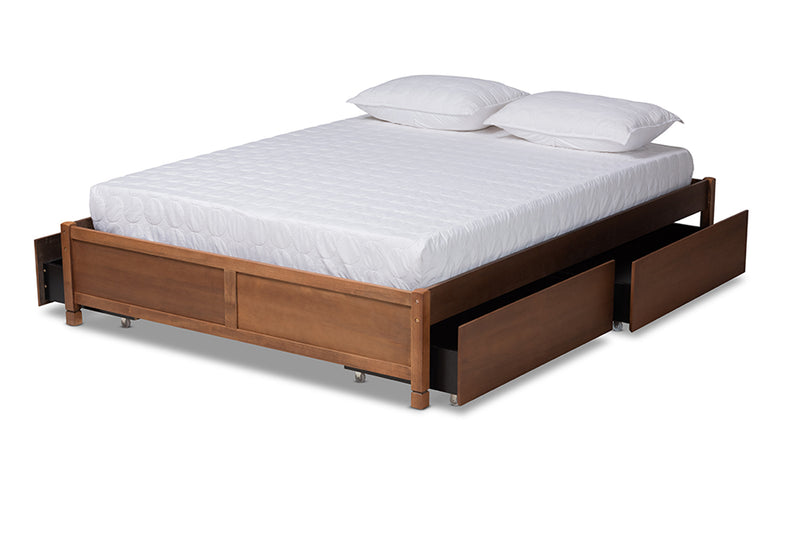 Irina Modern and Contemporary Walnut Brown Finished Wood Full Size 4-Drawer Platform Storage Bed