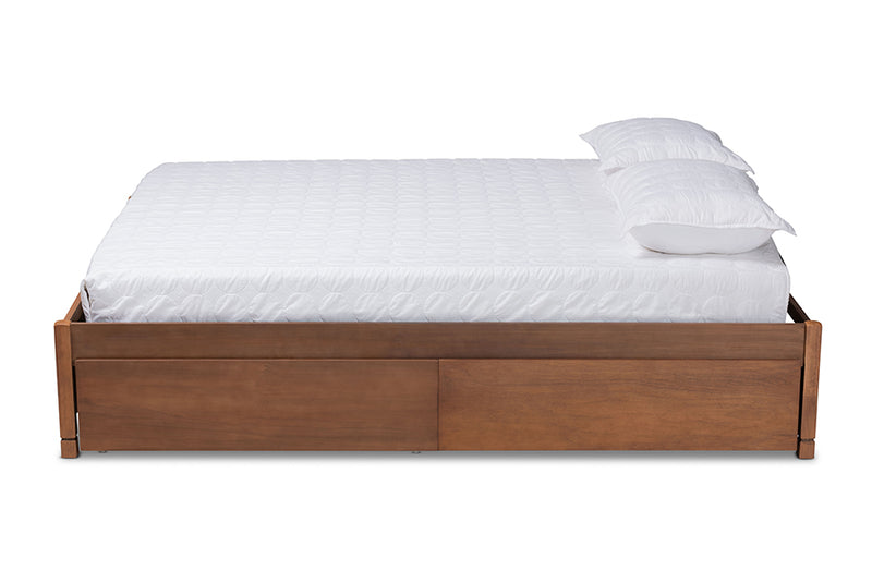 Irina Modern and Contemporary Walnut Brown Finished Wood Full Size 4-Drawer Platform Storage Bed