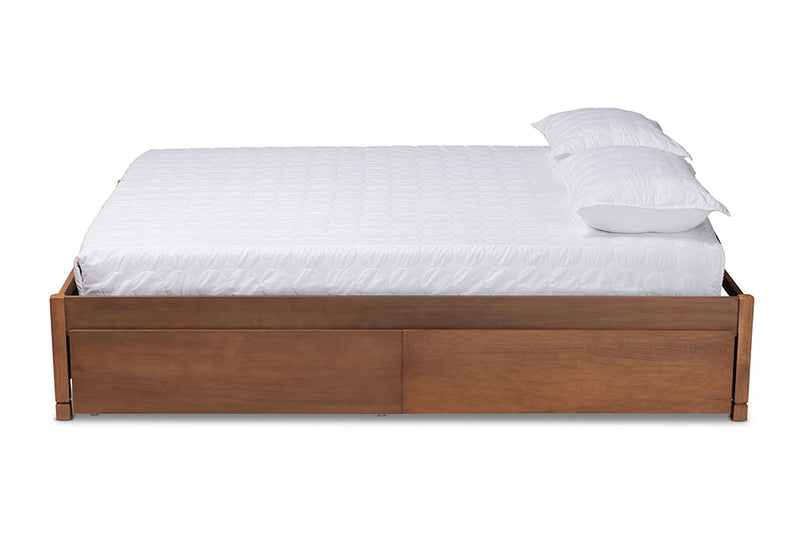 Irina Walnut Brown King Size 4-Drawer Platform Storage Bed Baxton