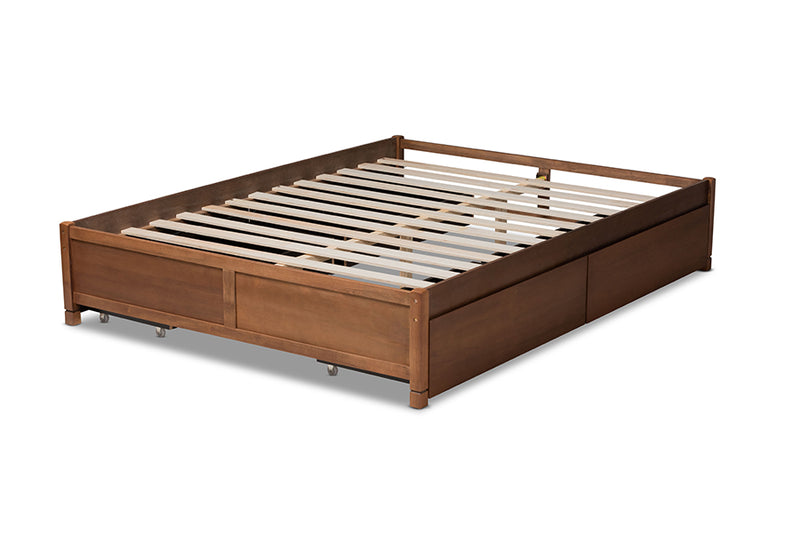 Irina Modern and Contemporary Walnut Brown Finished Wood Full Size 4-Drawer Platform Storage Bed