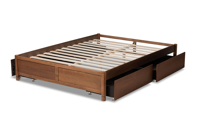 Irina Modern and Contemporary Walnut Brown Finished Wood Full Size 4-Drawer Platform Storage Bed