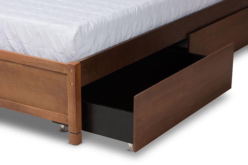 Irina Modern and Contemporary Walnut Brown Finished Wood Full Size 4-Drawer Platform Storage Bed