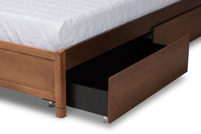 Irina Walnut Brown Full Size 4-Drawer Platform Storage Bed Baxton