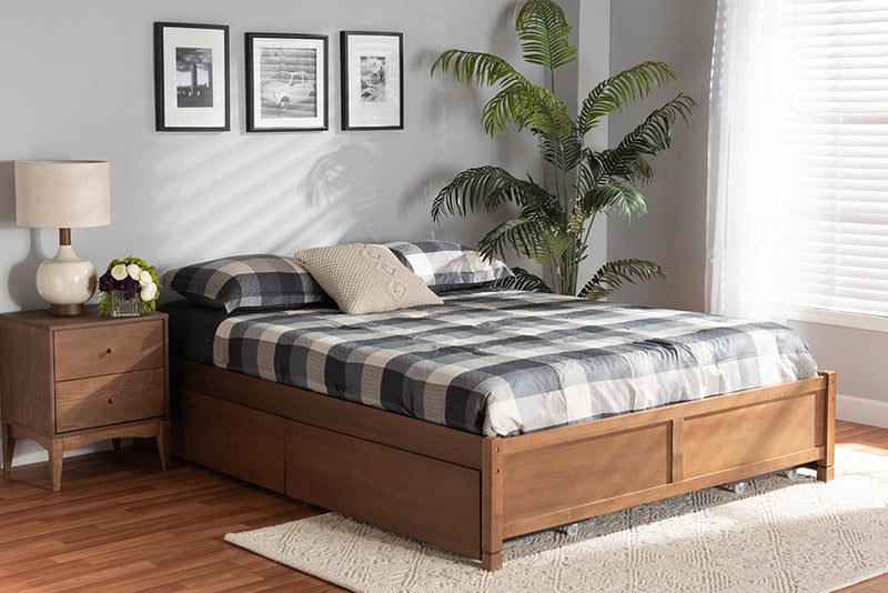 Irina Modern and Contemporary Walnut Brown Finished Wood Full Size 4-Drawer Platform Storage Bed