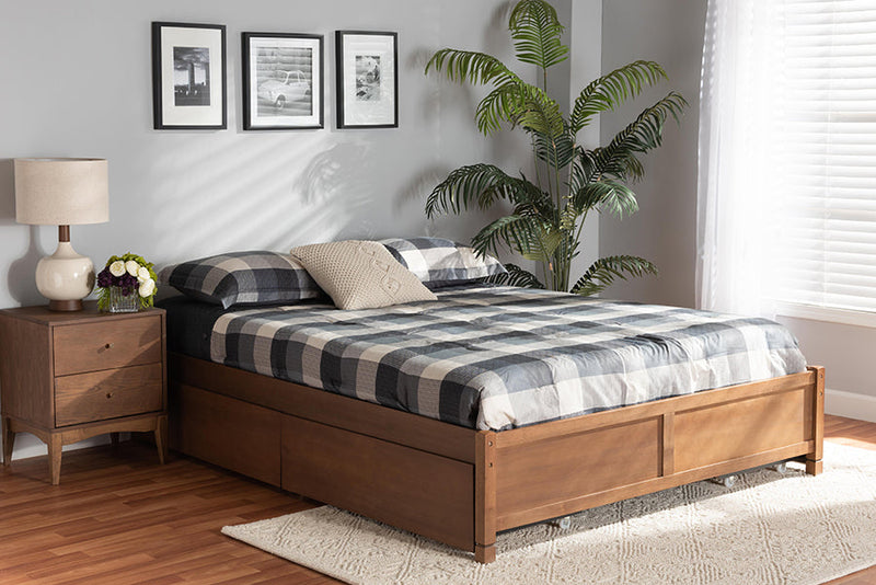 Irina Walnut Brown King Size 4-Drawer Platform Storage Bed Baxton
