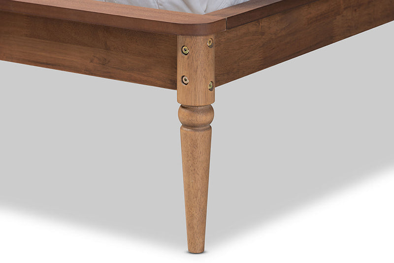 Disa Walnut Brown and Synthetic Rattan King Size Platform Bed Baxton