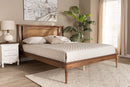 Disa Walnut Brown and Synthetic Rattan Queen Size Platform Bed Baxton
