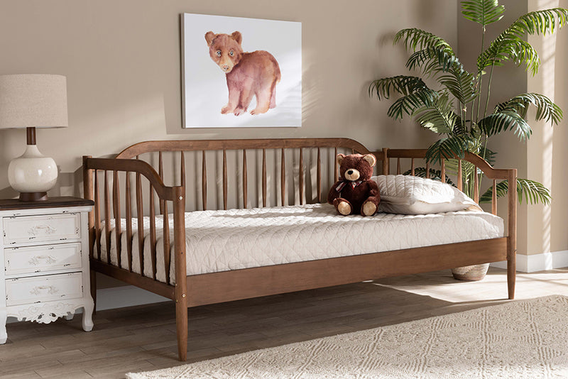 Cormac Classic Mid-Century Modern Walnut Brown Finished Wood Twin Size Daybed