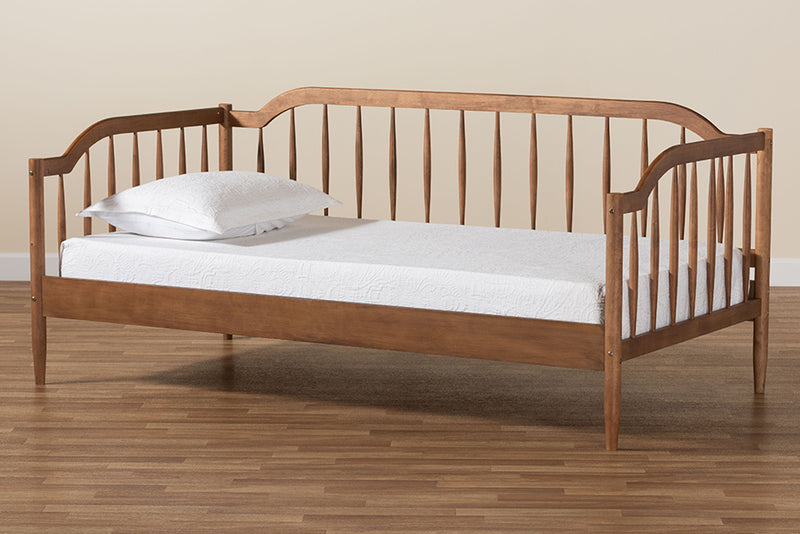 Cormac Classic Mid-Century Modern Walnut Brown Finished Wood Twin Size Daybed