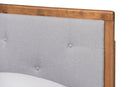 Sadiya Light Gray Fabric Walnut Brown Twin Size Platform Bed Baxton