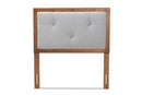 Colorado Light Gray Fabric Upholstered and Walnut Brown Twin Size Headboard Baxton