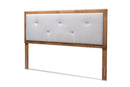 Colorado Light Gray Fabric Upholstered and Walnut Brown Queen Size Headboard Baxton