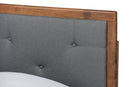 Sadiya Dark Gray Fabric Walnut Brown Twin Size Platform Bed Baxton