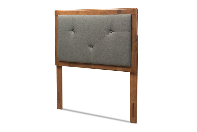 Colorado Dark Gray Fabric Upholstered and Walnut Brown Twin Size Headboard Baxton
