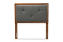 Colorado Dark Gray Fabric Upholstered and Walnut Brown Twin Size Headboard Baxton