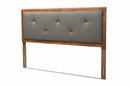 Colorado Dark Gray Fabric Upholstered and Walnut Brown Full Size Headboard Baxton