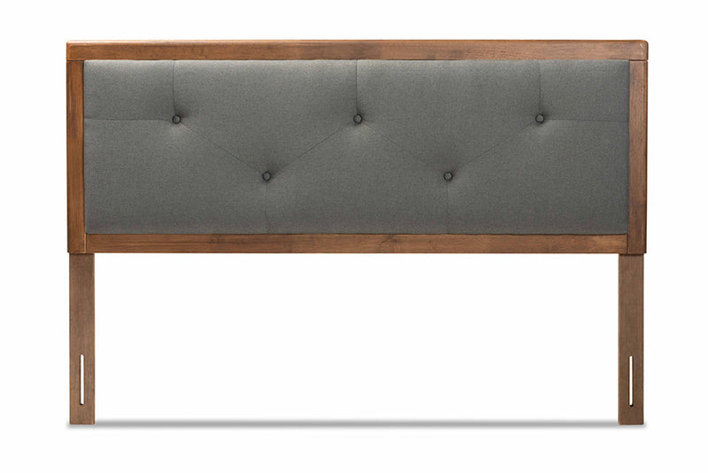 Colorado Dark Gray Fabric Upholstered and Walnut Brown King Size Headboard Baxton