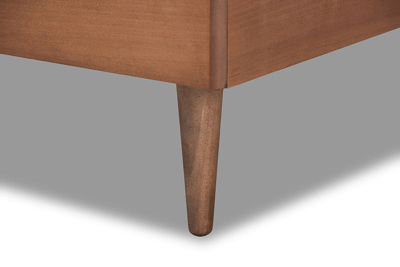 Eren Light Gray Fabric Walnut Brown Twin Size Platform Bed Baxton