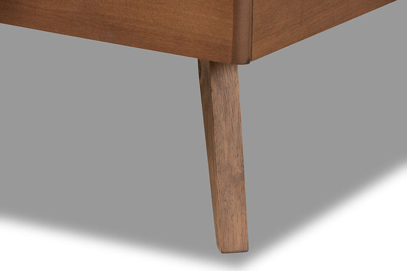 Asta Light Gray Fabric Walnut Brown Twin Size Platform Bed Baxton