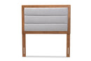 Nata Light Gray Fabric Upholstered and Walnut Brown Twin Size Headboard Baxton