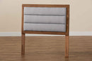 Nata Light Gray Fabric Upholstered and Walnut Brown Twin Size Headboard Baxton