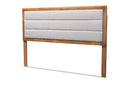 Nata Light Gray Fabric Upholstered and Walnut Brown King Size Headboard Baxton