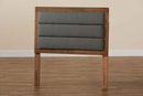 Nata Dark Gray Fabric Upholstered and Walnut Brown Twin Size Headboard Baxton