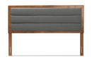 Nata Dark Gray Fabric Upholstered and Walnut Brown King Size Headboard Baxton