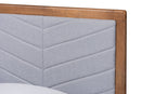 Asher Light Gray Fabric Walnut brown Twin Size Platform Bed Baxton