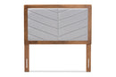 Gisa Light Gray Fabric Upholstered and Walnut Brown Twin Size Headboard Baxton