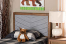 Gisa Light Gray Fabric Upholstered and Walnut Brown Twin Size Headboard Baxton