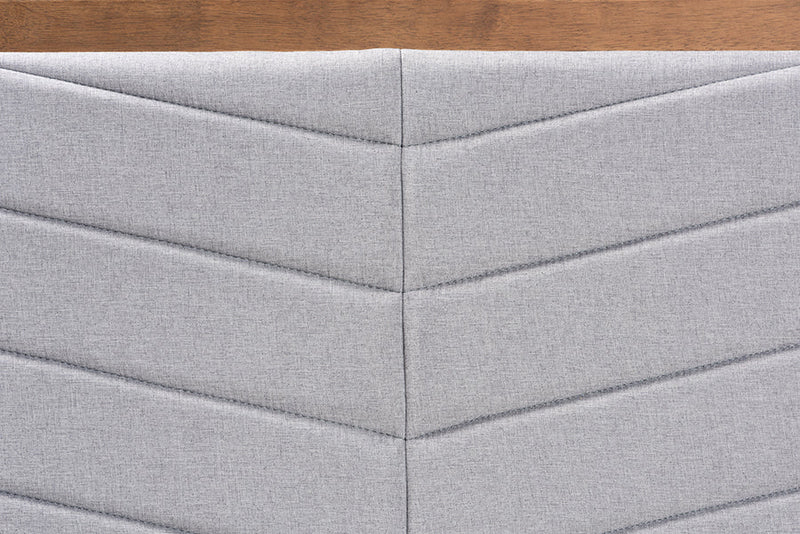 Gisa Light Gray Fabric Upholstered and Walnut Brown Queen Size Headboard Baxton