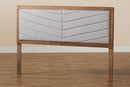 Gisa Light Gray Fabric Upholstered and Walnut Brown Queen Size Headboard Baxton