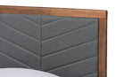 Asher Dark Gray Fabric Walnut brown Twin Size Platform Bed Baxton