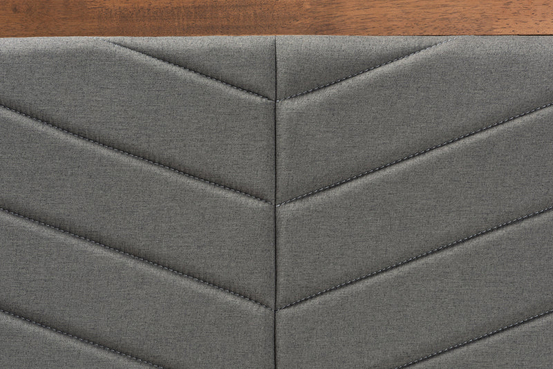 Gisa Modern and Contemporary Dark Gray Fabric Upholstered and Walnut Brown Finished Wood Twin Size Headboard
