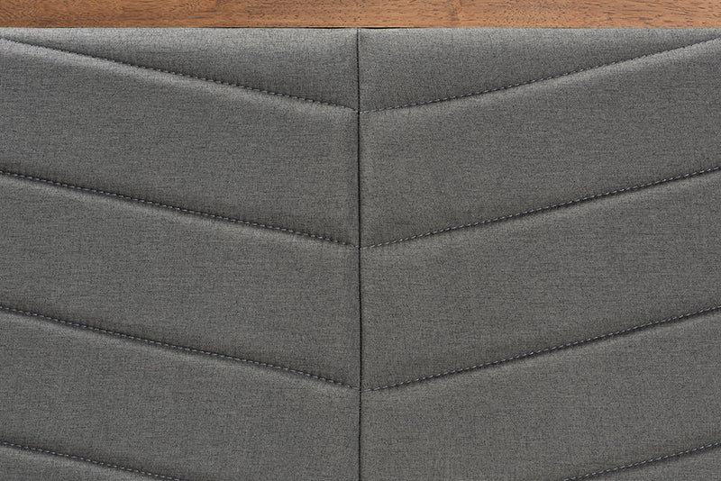 Gisa Dark Gray Fabric Upholstered and Walnut Brown Queen Size Headboard Baxton