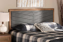 Gisa Dark Gray Fabric Upholstered and Walnut Brown Queen Size Headboard Baxton