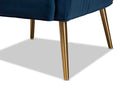 Sari Navy Blue Velvet Fabric Upholstered and Gold Finished Metal Armchair Baxton