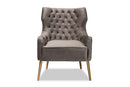 Sari Gray Velvet Fabric Upholstered and Gold Finished Metal Armchair Baxton