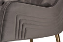 Sari Gray Velvet Fabric Upholstered and Gold Finished Metal Armchair Baxton
