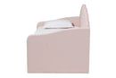 Laure Light Pink Velvet Fabric Upholstered Twin Size Daybed w/Trundle Baxton