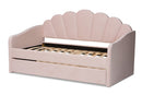 Laure Light Pink Velvet Fabric Upholstered Twin Size Daybed w/Trundle Baxton