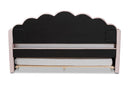Laure Light Pink Velvet Fabric Upholstered Twin Size Daybed w/Trundle Baxton