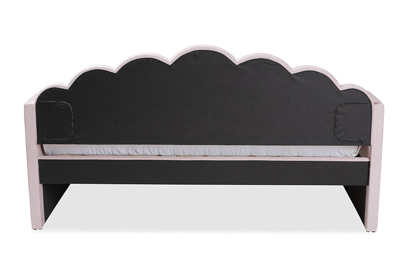 Laure Light Pink Velvet Fabric Upholstered Queen Size Daybed w/Trundle Baxton